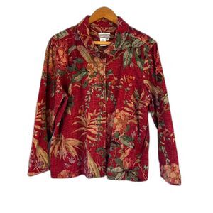 Coldwater Creek Tapestry‎ 100% Cotton Button Up Shirt Size XLP Western Floral